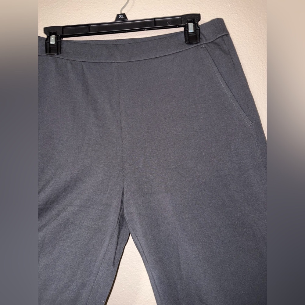 Eileen Fisher Black Wide-Leg Jersey Knit Pants - Picture 3 of 7